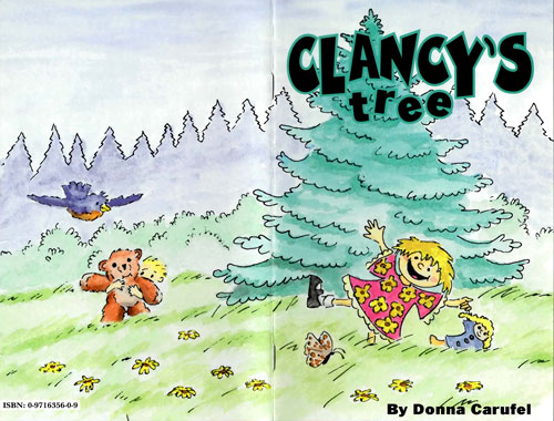 Front and back watercolor illustration for Clancy's Tree.